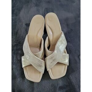 PAUL GREEN CICI WOMENS SANDAL SLIDES HEELS METALLIC CRISS CROSS 7.5 US $289